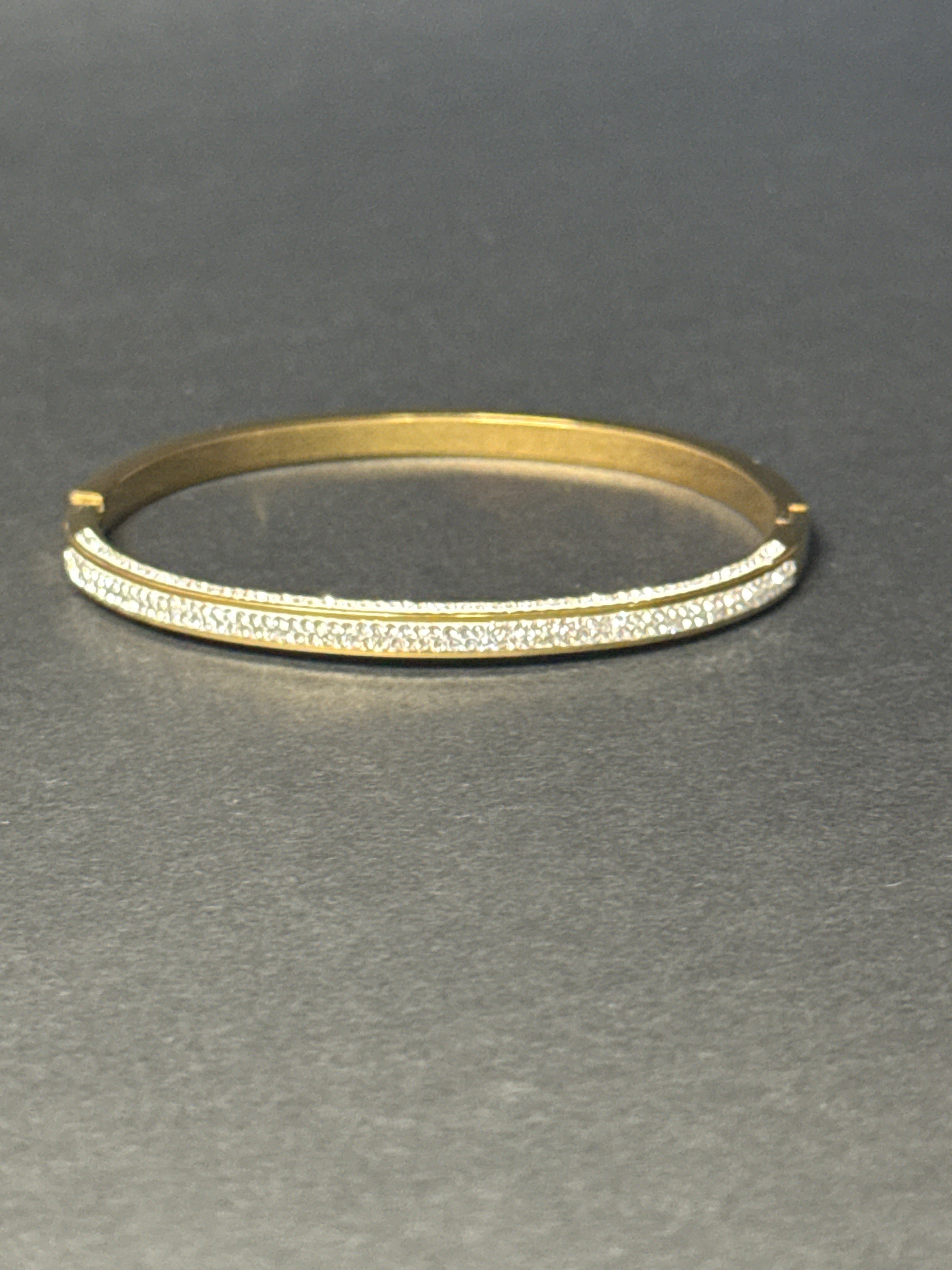 Crystal Line Gold Bangle