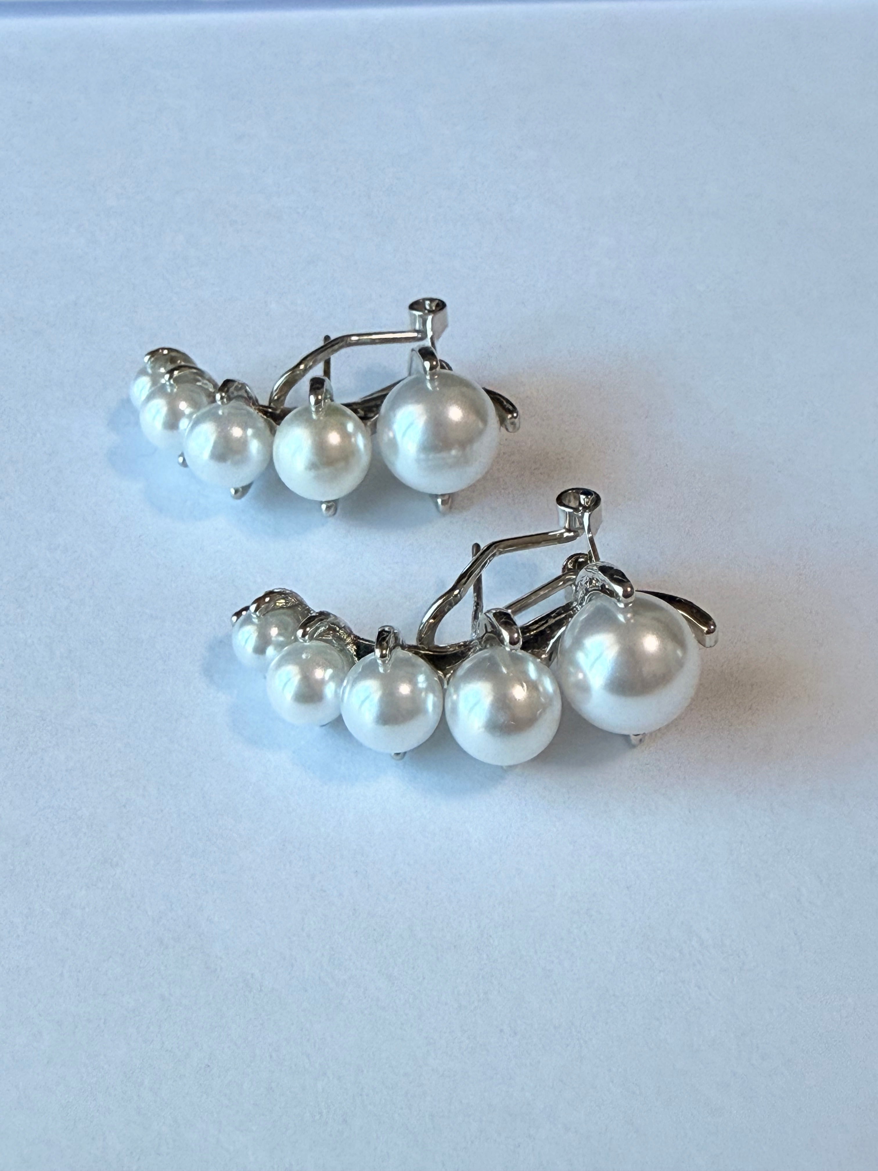 Pearl Cluster Hoop Earrings