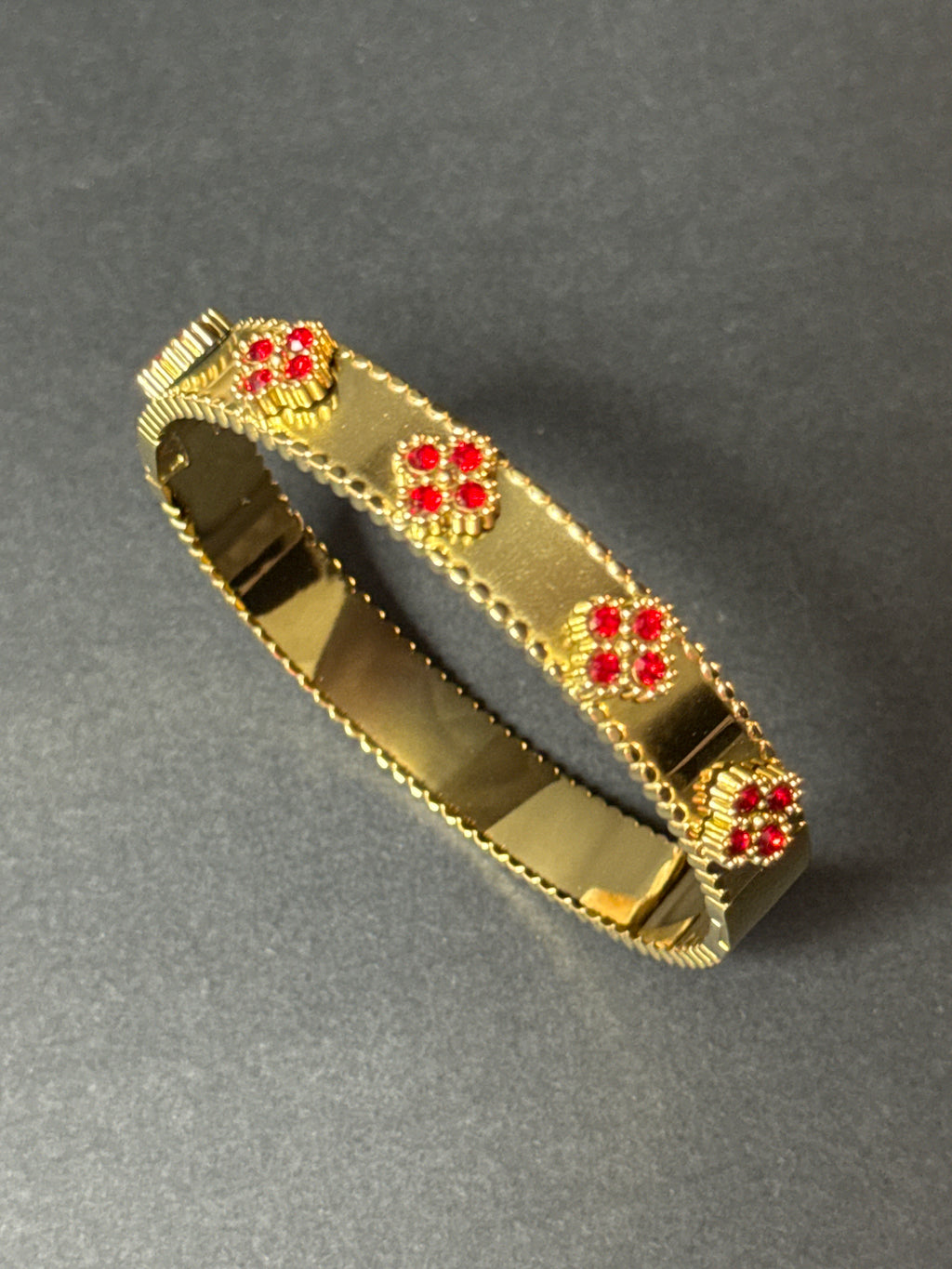 Floral Stone Gold Cuff Bracelet