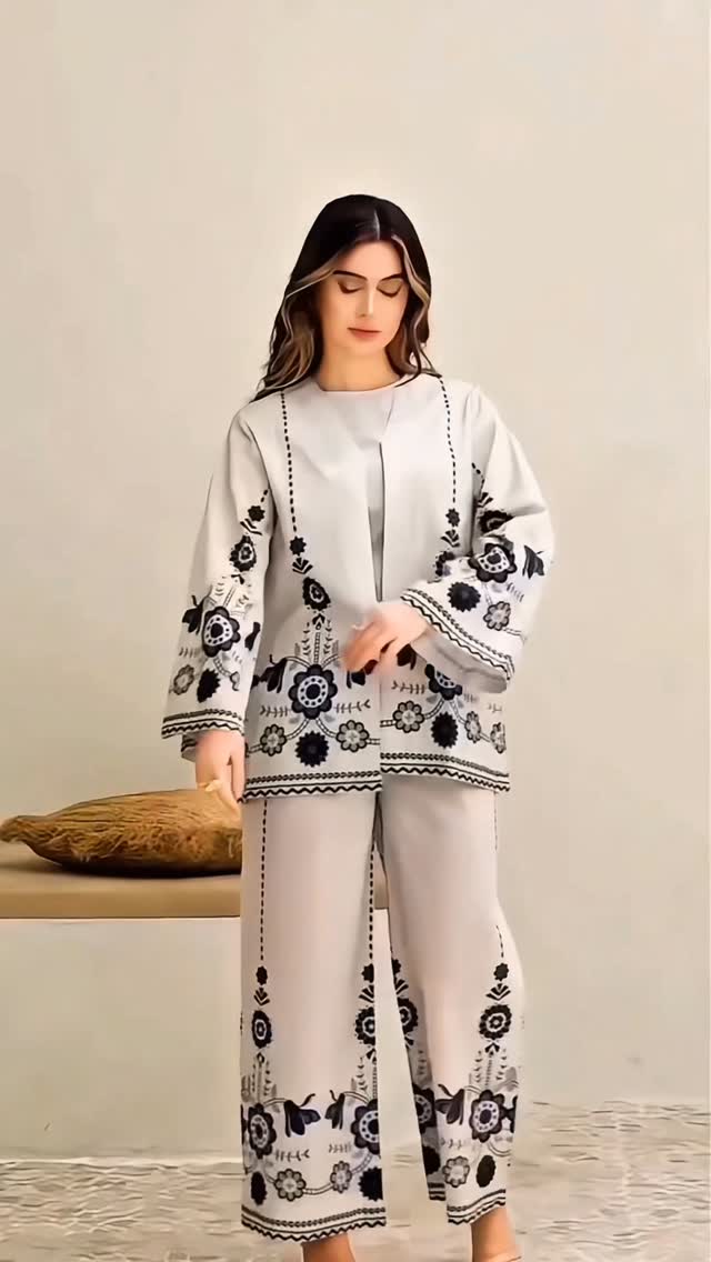 Ivory Noir Modest Co-Ord Set for Women