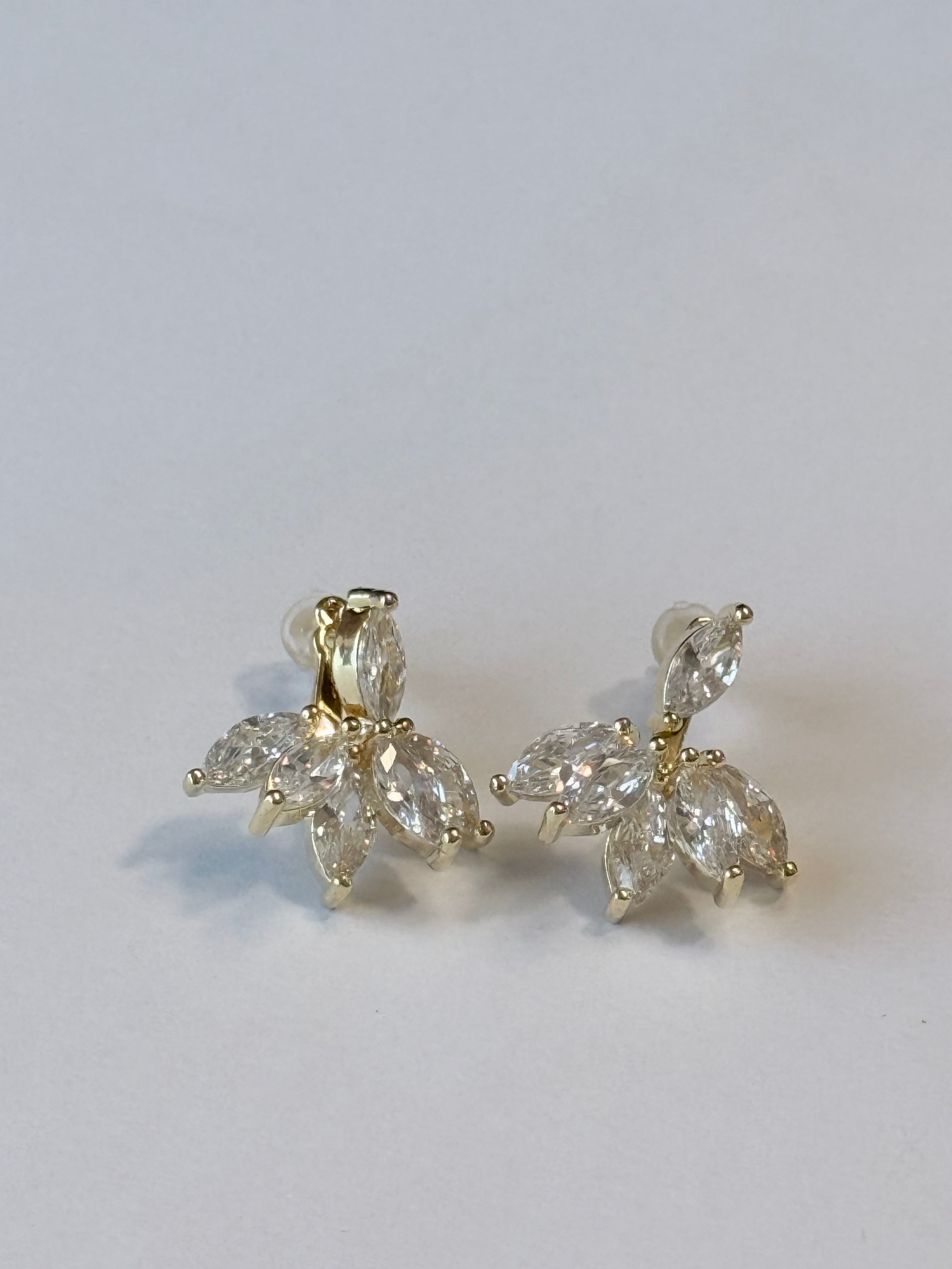 Crystal Leaf Stud Earrings