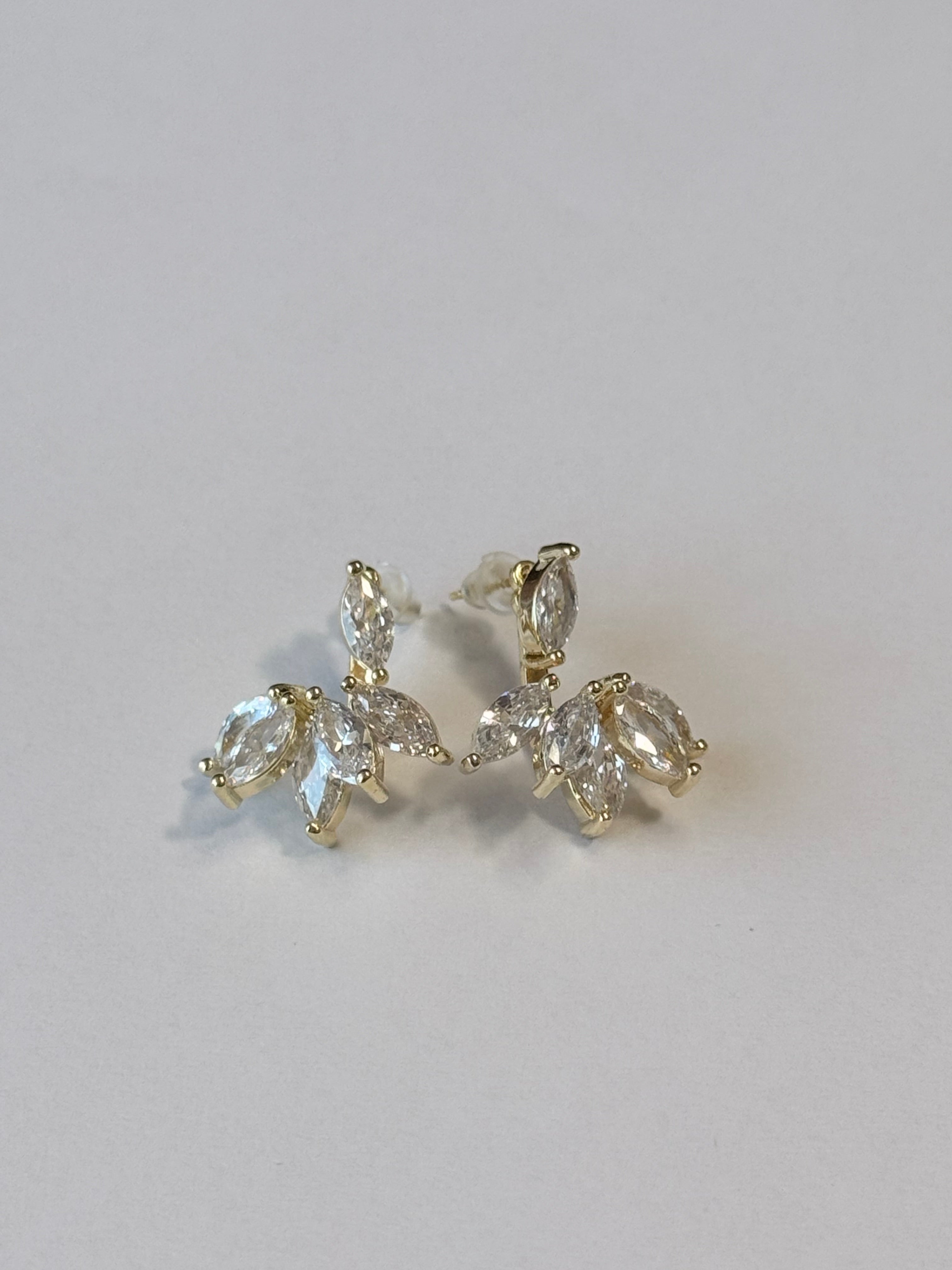 Crystal Leaf Stud Earrings