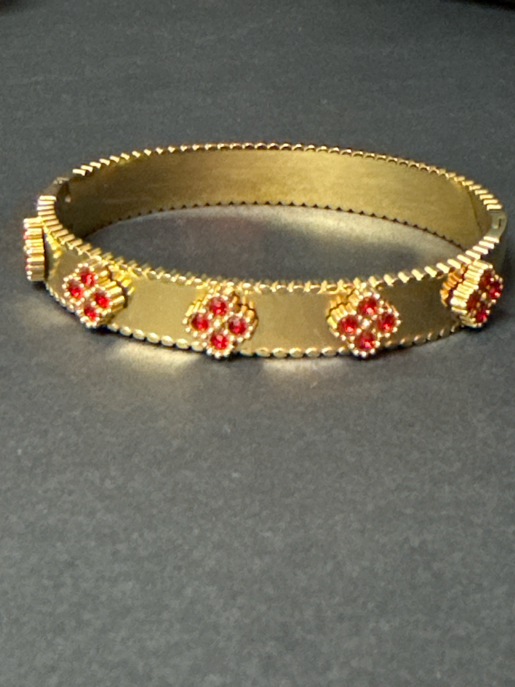 Floral Stone Gold Cuff Bracelet