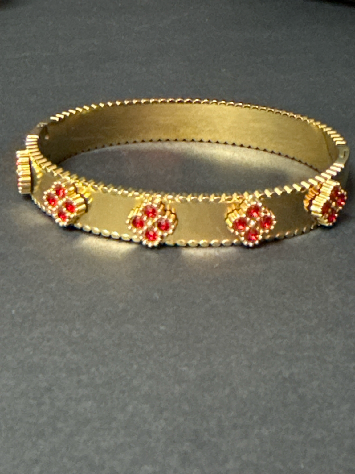 Floral Stone Gold Cuff Bracelet