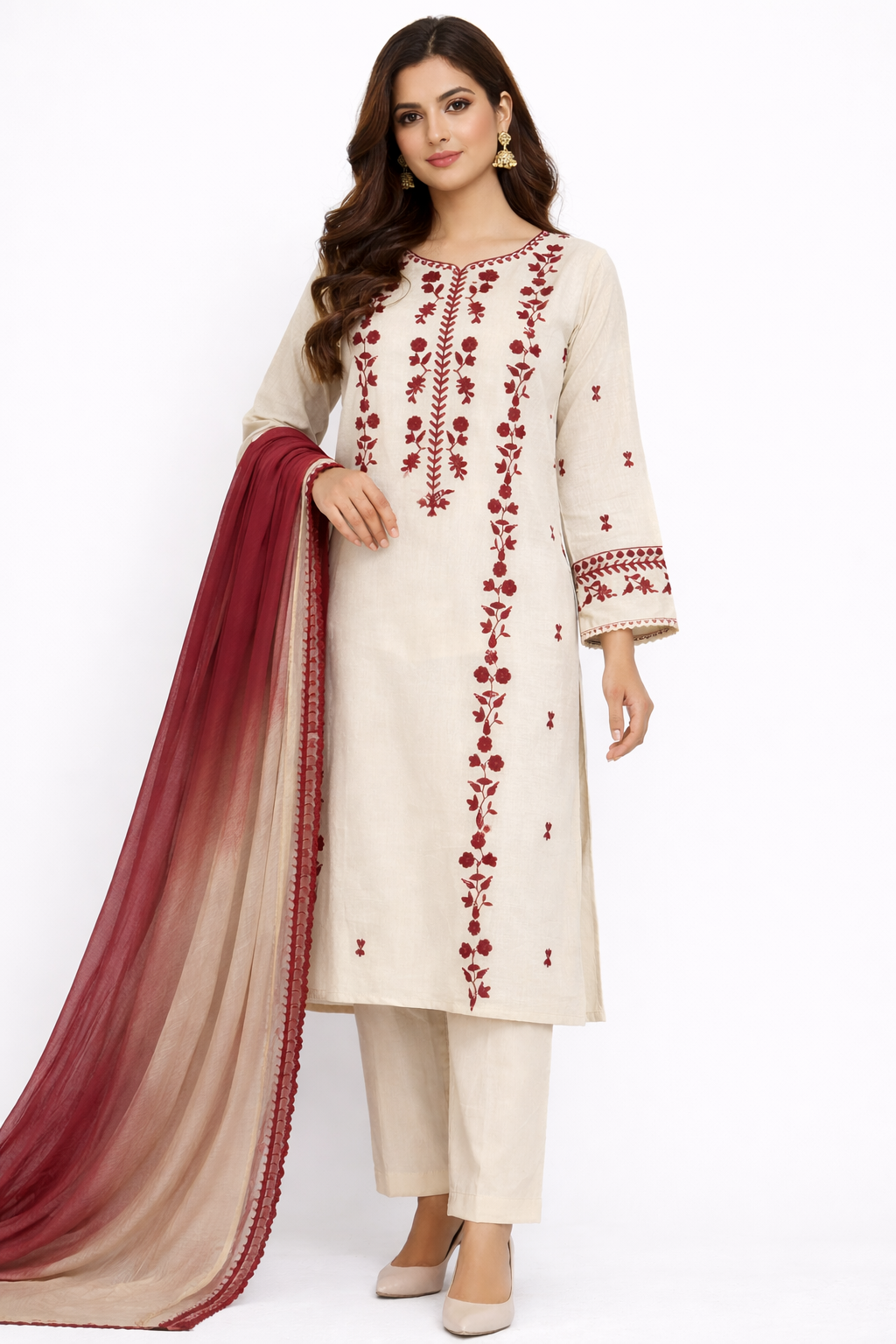 Ruby Vine Embroidered Lawn 3-Piece Suit