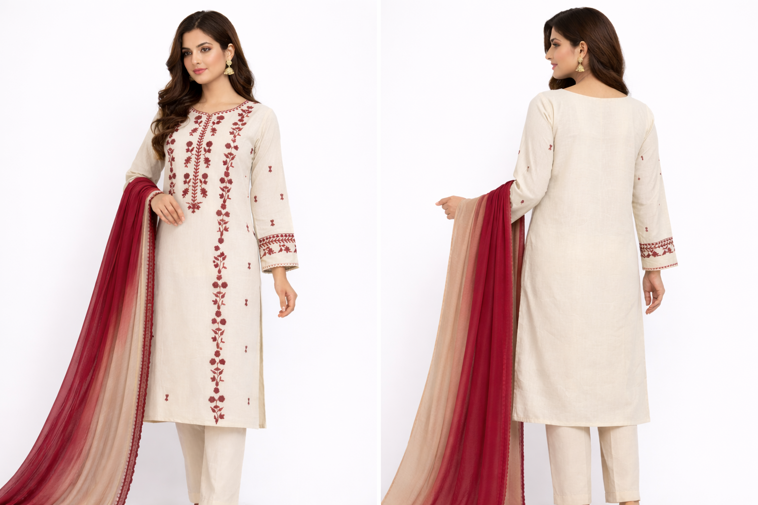 Ruby Vine Embroidered Lawn 3-Piece Suit