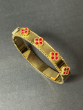 Floral Stone Gold Cuff Bracelet