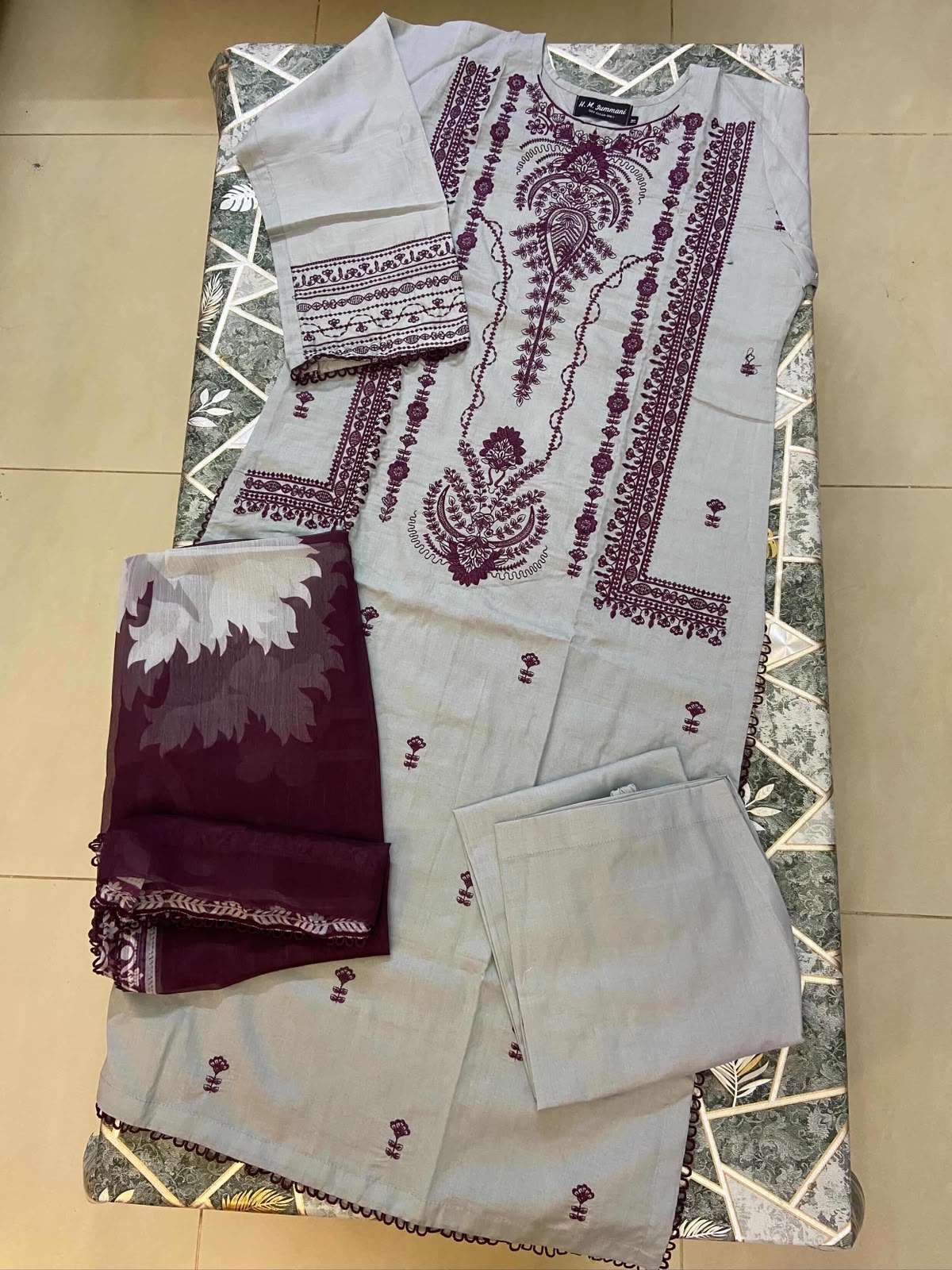 Maroon Bloom Embroidered 3-Piece Suit