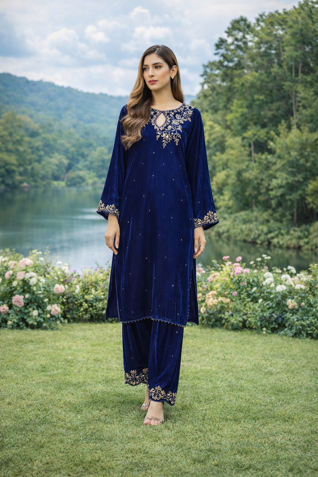 VELVET 2 PEICE EMBROIDED