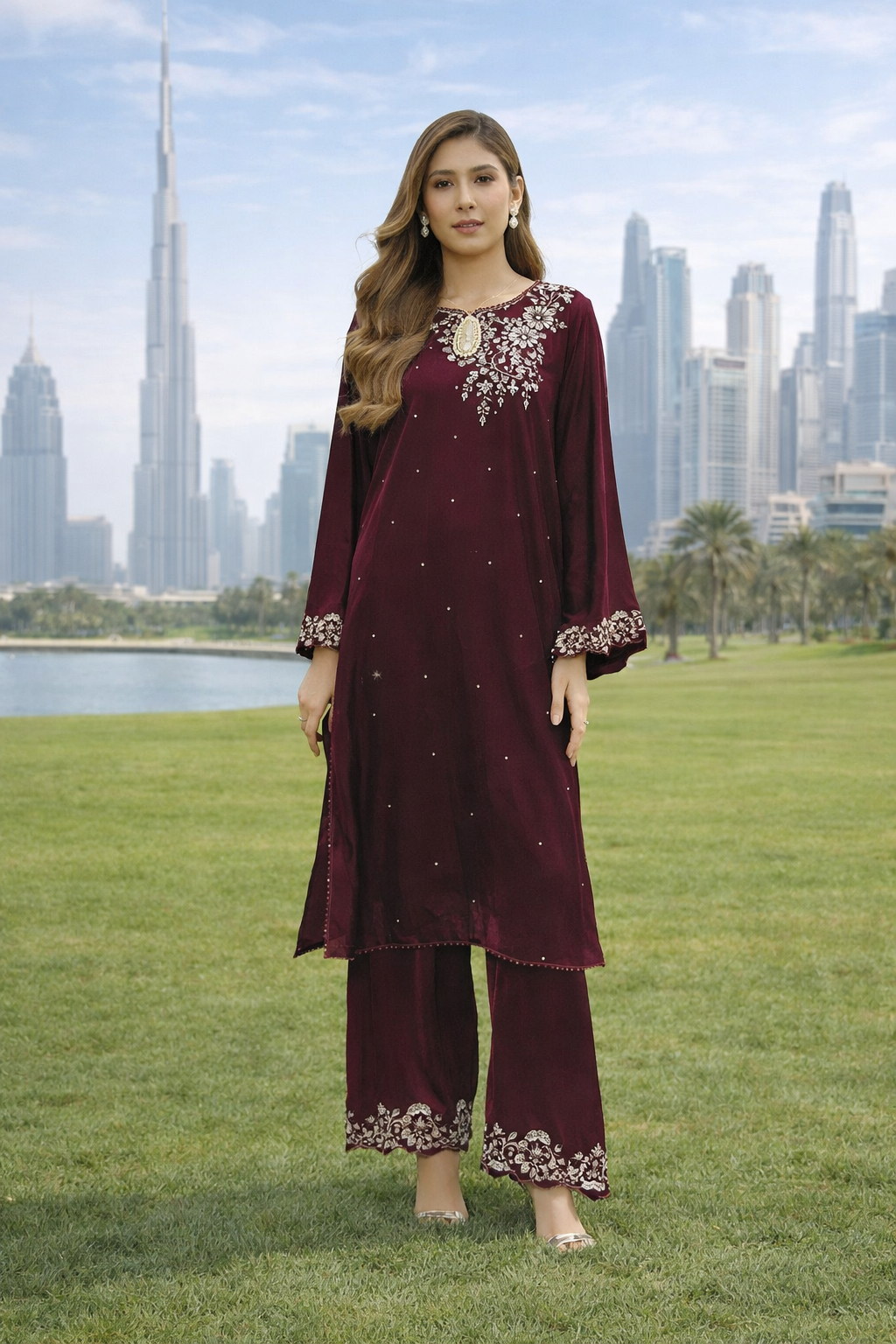 VELVET 2 PEICE EMBROIDED