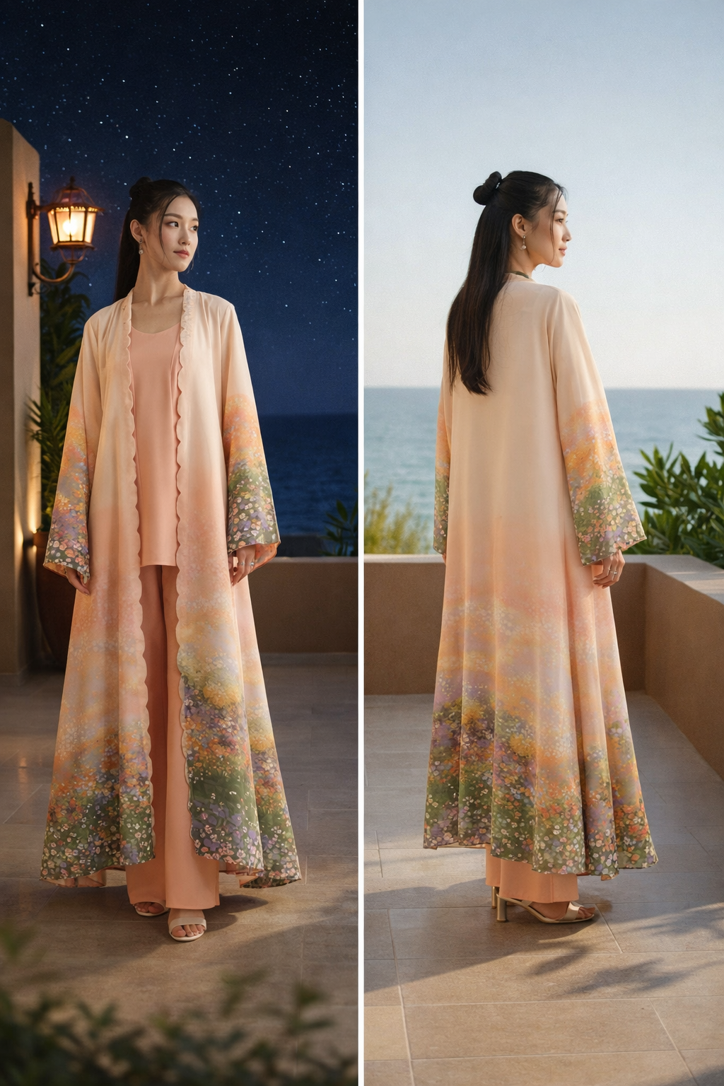 3 pieces long gown suit