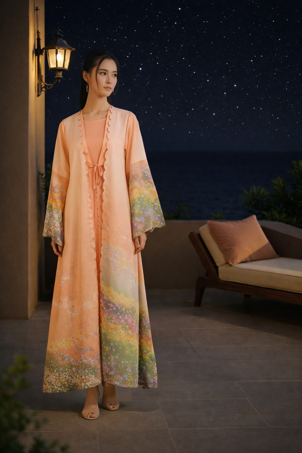 3 pieces long gown suit