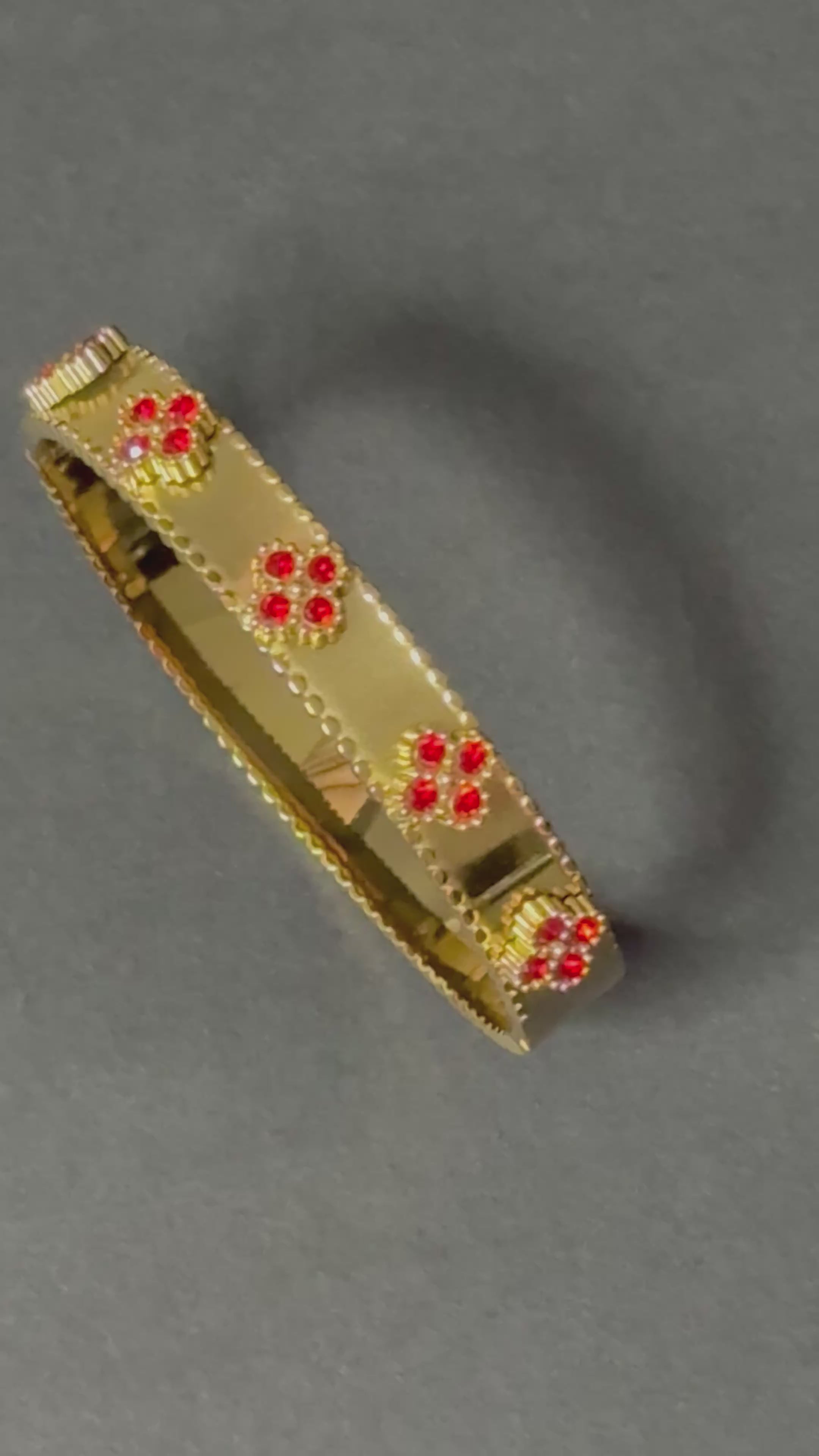 Floral Stone Gold Cuff Bracelet
