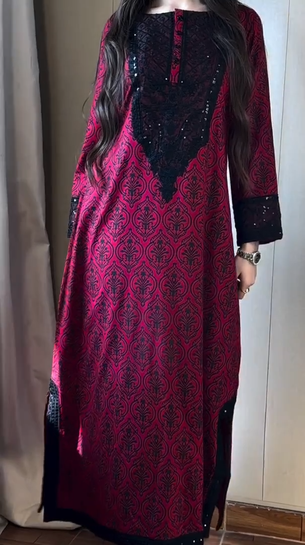 Ruby Lace A-Line Kurta Set