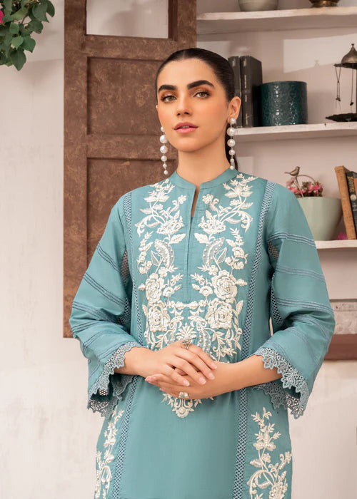 Aqua Bloom Embroidered Set