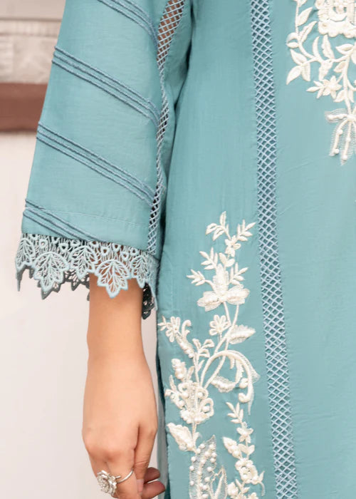 Aqua Bloom Embroidered Set